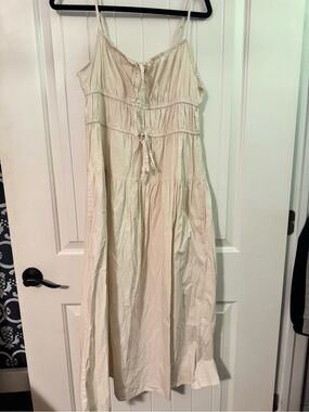 Cream Tiered Spaghetti Strap Maxi Dress